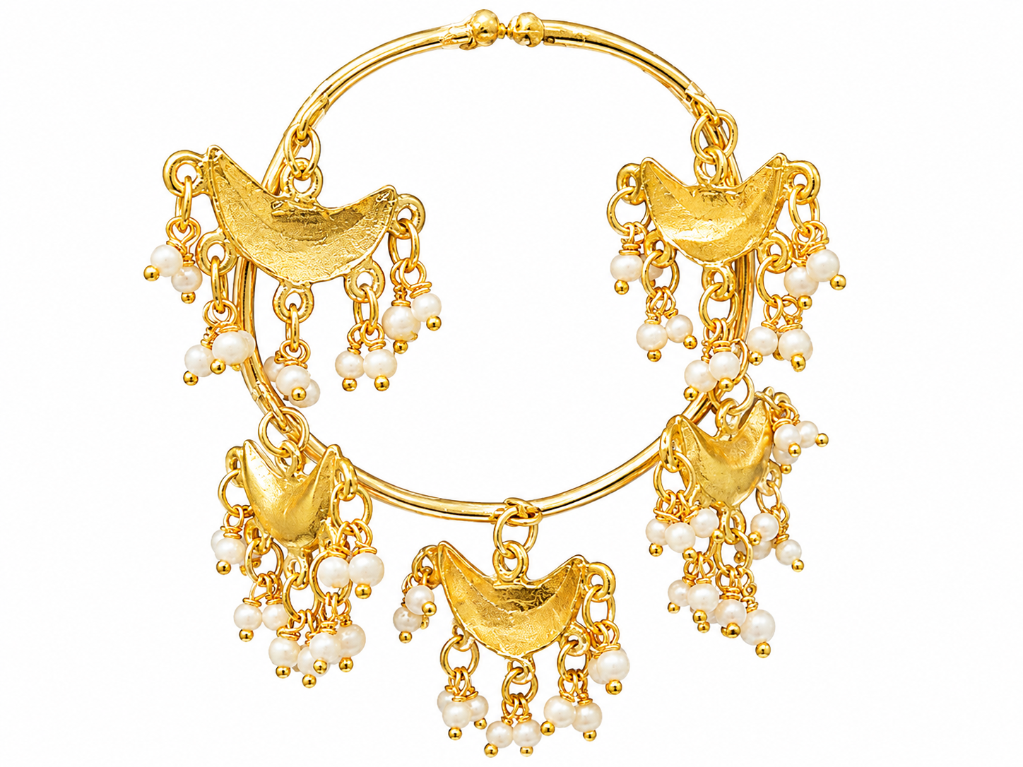 Gold Bird Hoop Earrings with Pearl Tassels - Bohemian Wholesale